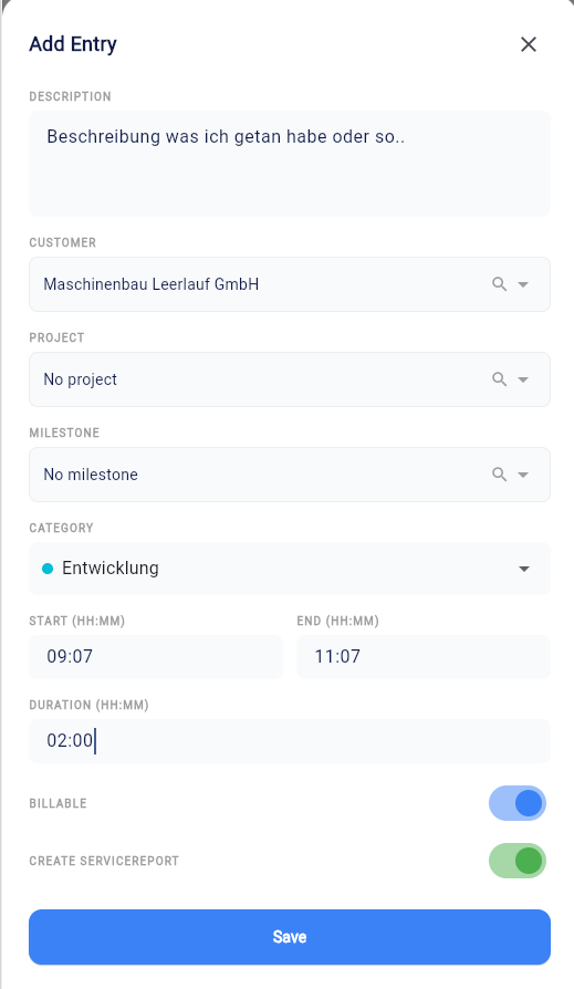 Add Time Details