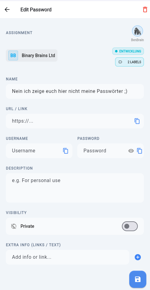 Password Edit Details