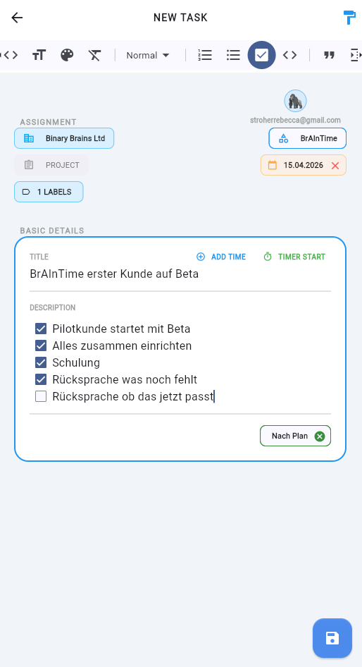 Task New Details