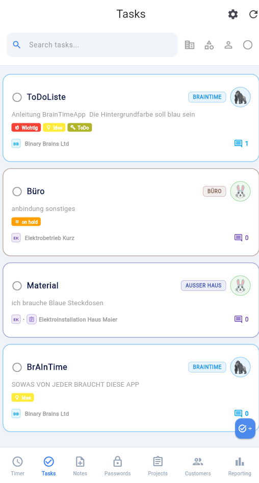 BrAInTime Task Seite